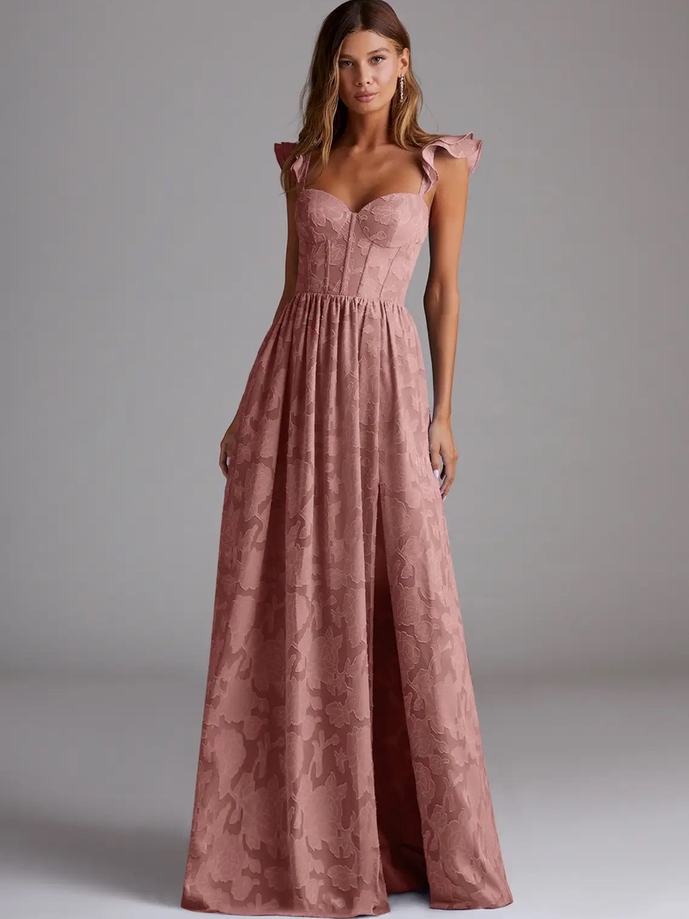 Azazie Corset Dusty Pink Maxi Dress - NWT
